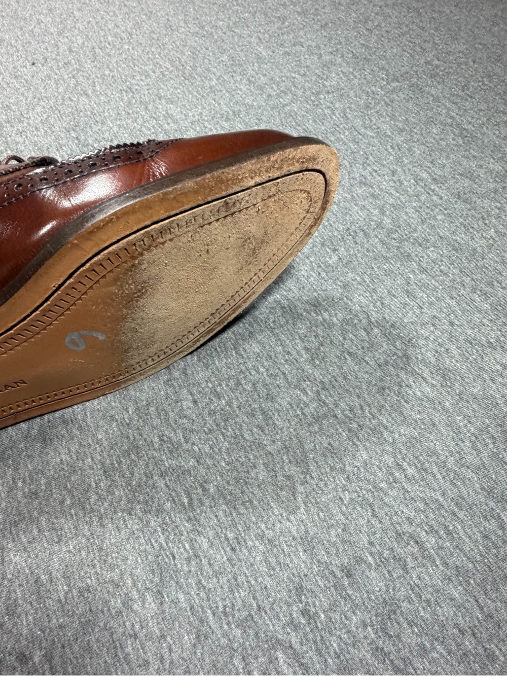 Vintage Cole Haan Men's Brown Leather Wingtip Oxfords 10D Made in USA - Picture 5 of 7